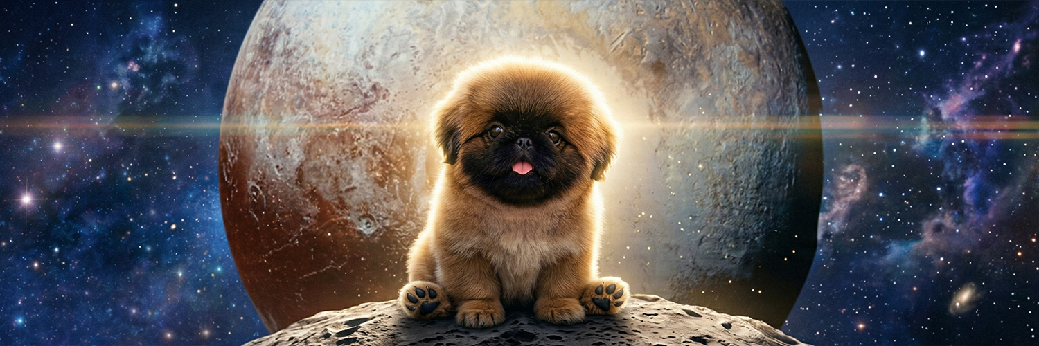 Pluto sitting in front of Pluto in deep space